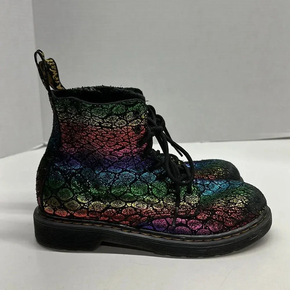 Dr. Martens Docs 1460 Pascal Rainbow Ombre Snake Print Lace Up Boots Women's 5 - Picture 4 of 9